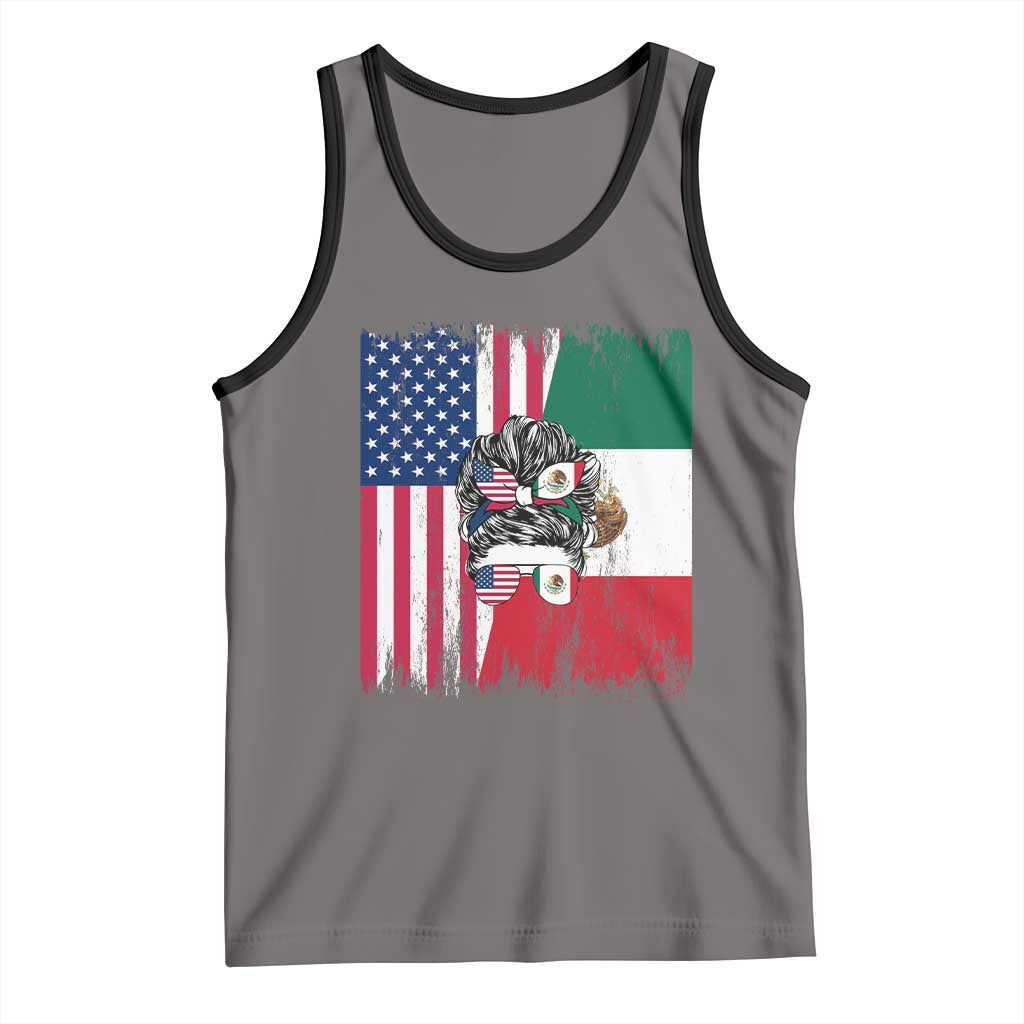 Mexican American Pride Tank Top Bicultural Heritage Girl Vintage Flag TS12 Deep Heather Black Print Your Wear