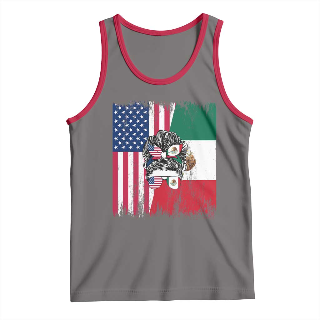 Mexican American Pride Tank Top Bicultural Heritage Girl Vintage Flag TS12 Deep Heather Red Print Your Wear