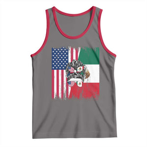 Mexican American Pride Tank Top Bicultural Heritage Girl Vintage Flag TS12 Deep Heather Red Print Your Wear