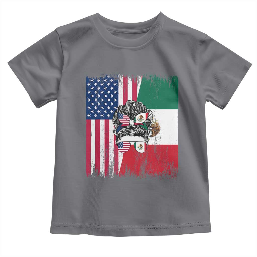 Mexican American Pride Toddler T Shirt Bicultural Heritage Girl Vintage Flag TS12 Charcoal Print Your Wear