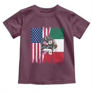 Mexican American Pride Toddler T Shirt Bicultural Heritage Girl Vintage Flag TS12 Maroon Print Your Wear
