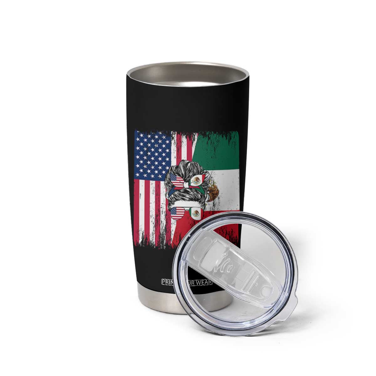 Mexican American Pride Tumbler Cup Bicultural Heritage Girl Vintage Flag TS12 Print Your Wear