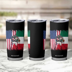 Mexican American Pride Tumbler Cup Bicultural Heritage Girl Vintage Flag TS12 Print Your Wear
