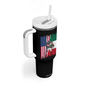 Mexican American Pride Tumbler With Handle Bicultural Heritage Girl Vintage Flag TS12 Print Your Wear