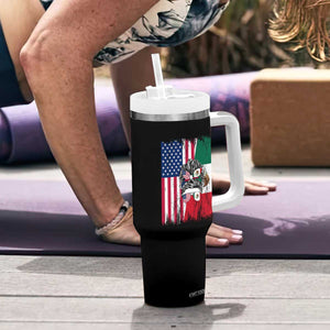 Mexican American Pride Tumbler With Handle Bicultural Heritage Girl Vintage Flag TS12 Print Your Wear