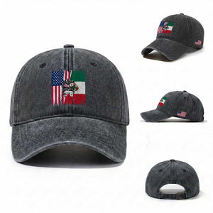 Mexican American Pride Washed Cotton Baseball Cap Bicultural Heritage Girl Vintage Flag TS12 Washed Cap Universal Fit Dark Gray Print Your Wear