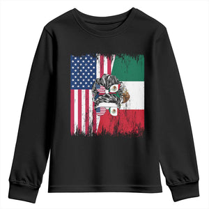 Mexican American Pride Youth Sweatshirt Bicultural Heritage Girl Vintage Flag TS12 Black Print Your Wear