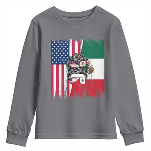 Mexican American Pride Youth Sweatshirt Bicultural Heritage Girl Vintage Flag TS12 Charcoal Print Your Wear