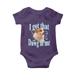 I Got That Dawg In Me Baby Onesie Funny Corgi Dog Meme TS12 Purple Print Your Wear