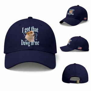 I Got That Dawg In Me Baseball Cap Funny Corgi Dog Meme TS12 Baseball Cap Universal Fit Dark Blue Print Your Wear