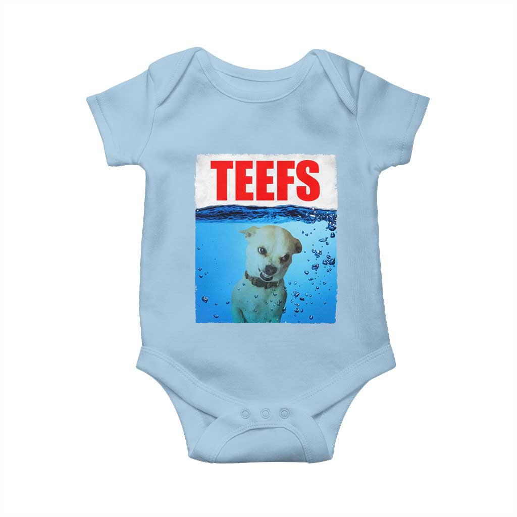 Chihuahua Dog Meme Baby Onesie Funny Horror Movie Poster Dog Teefs TS12 Light Blue Print Your Wear