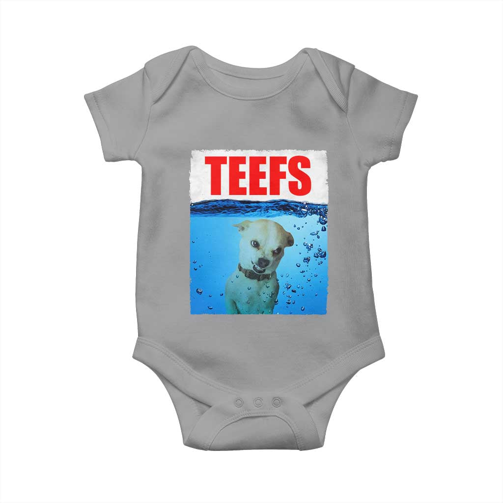 Chihuahua Dog Meme Baby Onesie Funny Horror Movie Poster Dog Teefs TS12 Sport Gray Print Your Wear