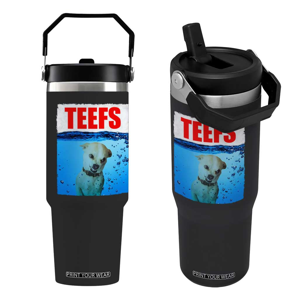 Chihuahua Dog Meme Flip Straw Tumbler Funny Horror Movie Poster Dog Teefs TS12 One Size: 30 oz Black Print Your Wear