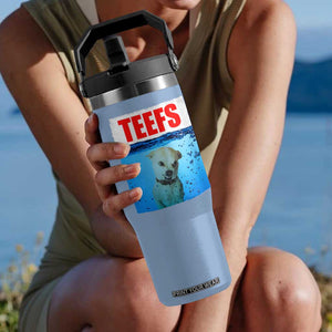 Chihuahua Dog Meme Flip Straw Tumbler Funny Horror Movie Poster Dog Teefs TS12 One Size: 30 oz Light Blue Print Your Wear
