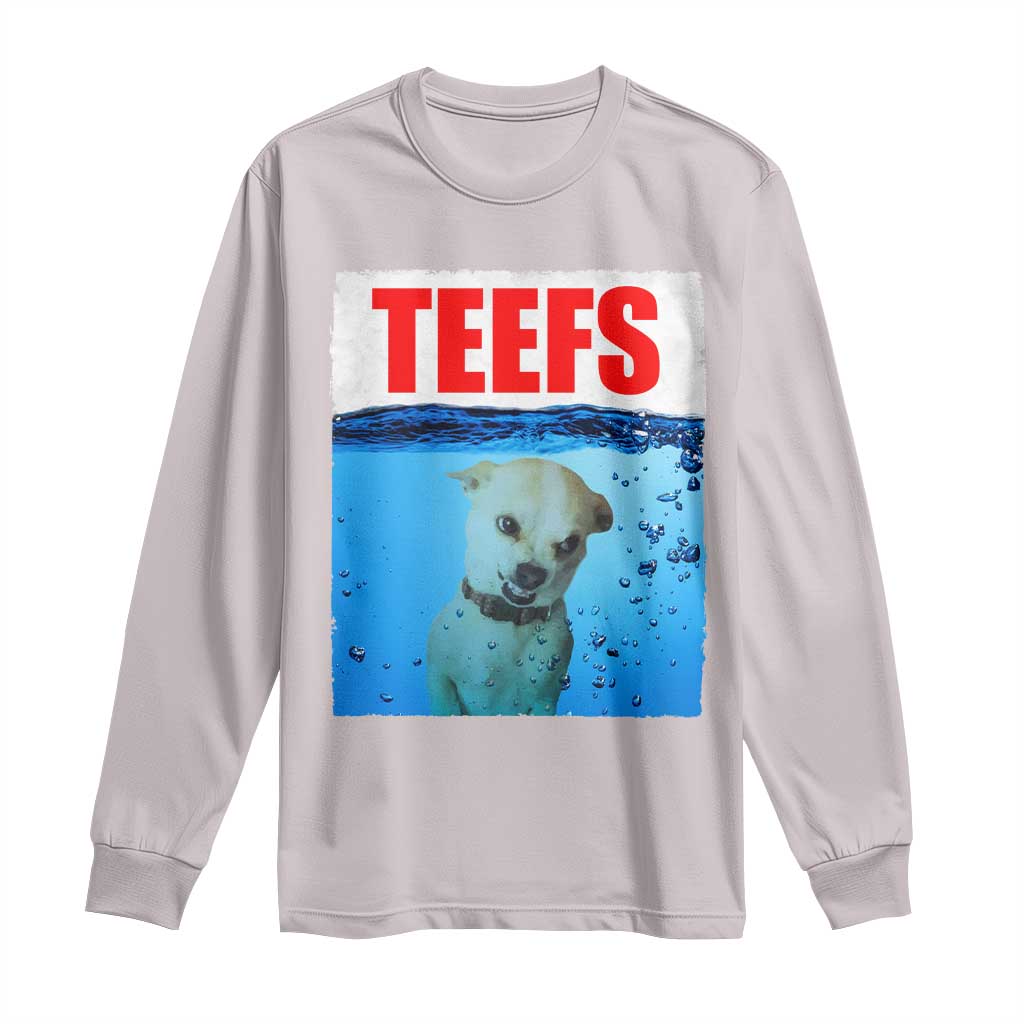 Chihuahua Dog Meme Long Sleeve Shirt Funny Horror Movie Poster Dog Teefs TS12 Ice Gray Print Your Wear