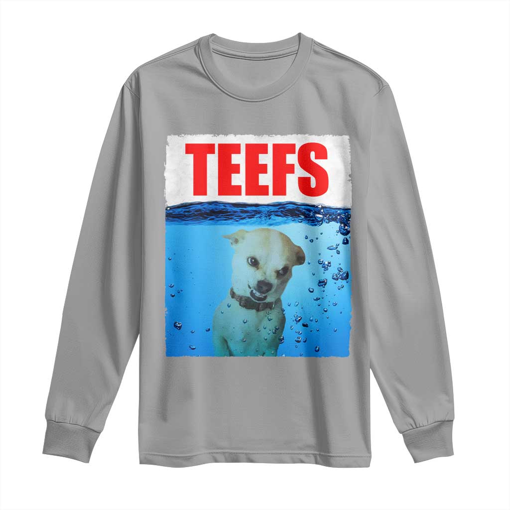 Chihuahua Dog Meme Long Sleeve Shirt Funny Horror Movie Poster Dog Teefs TS12 Sport Gray Print Your Wear