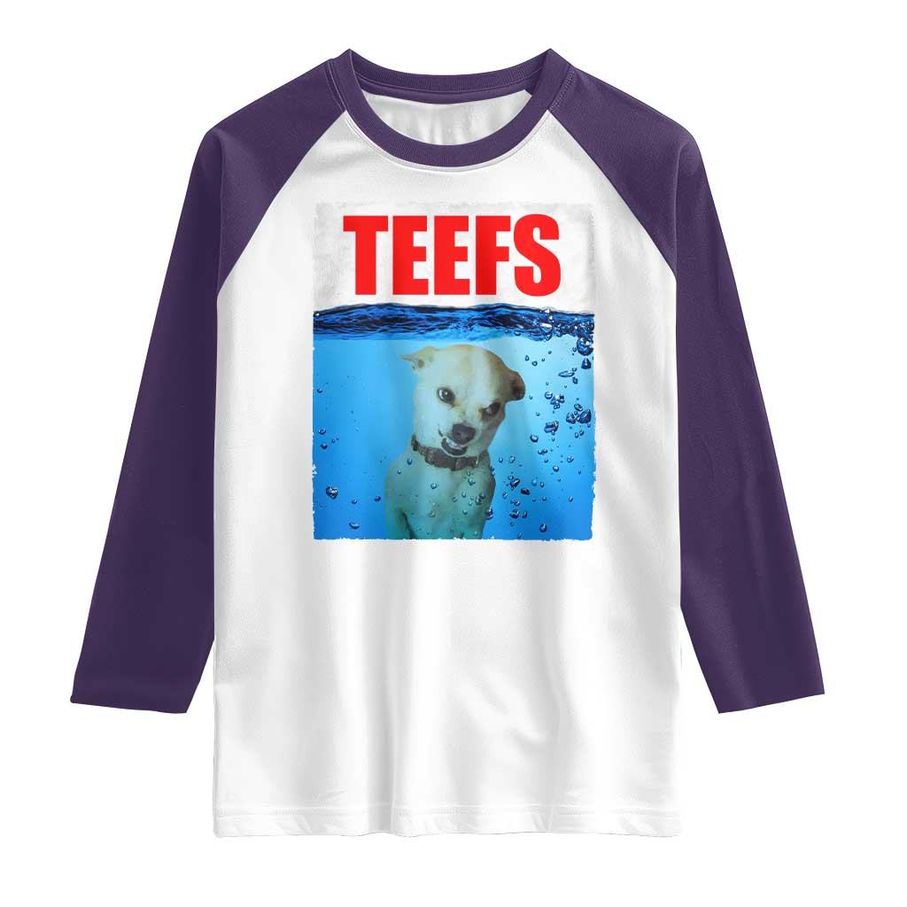 Chihuahua Dog Meme Raglan Shirt Funny Horror Movie Poster Dog Teefs TS12 White Purple Print Your Wear