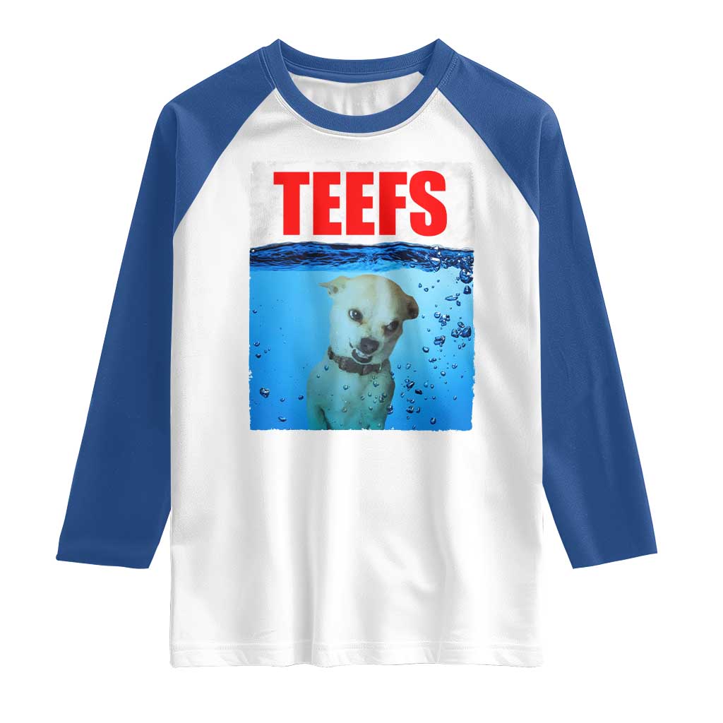Chihuahua Dog Meme Raglan Shirt Funny Horror Movie Poster Dog Teefs TS12 White Royal Print Your Wear