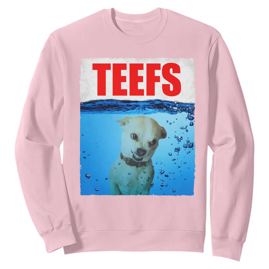 Chihuahua Dog Meme Sweatshirt Funny Horror Movie Poster Dog Teefs TS12 Light Pink Print Your Wear