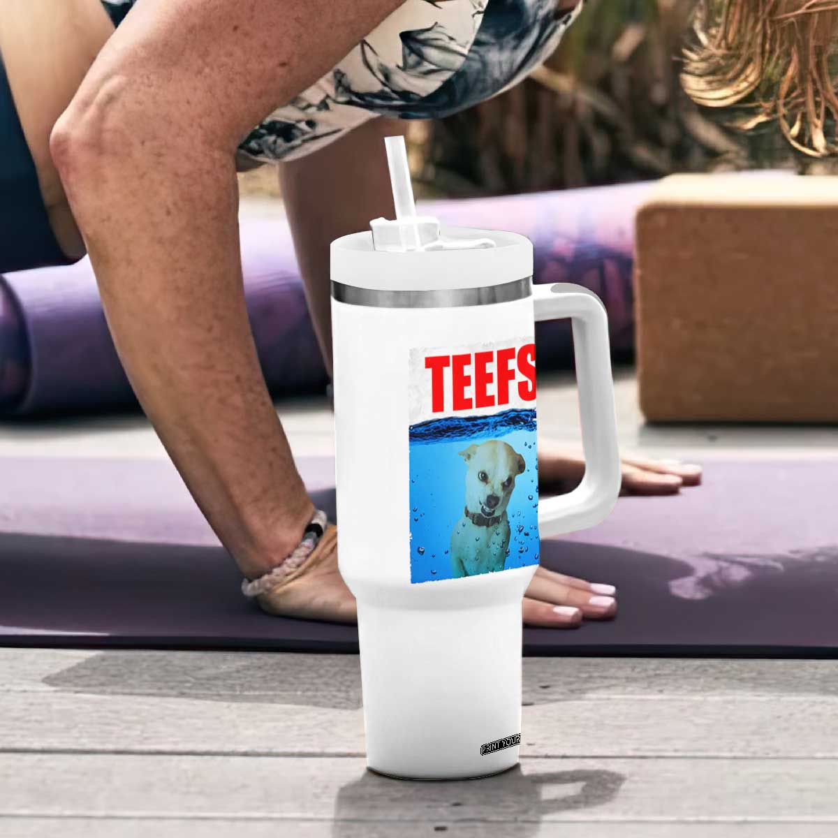 Chihuahua Dog Meme Tumbler With Handle Funny Horror Movie Poster Dog Teefs TS12 Print Your Wear