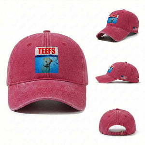 Chihuahua Dog Meme Washed Cotton Baseball Cap Funny Horror Movie Poster Dog Teefs TS12 Washed Cap Universal Fit Red Print Your Wear