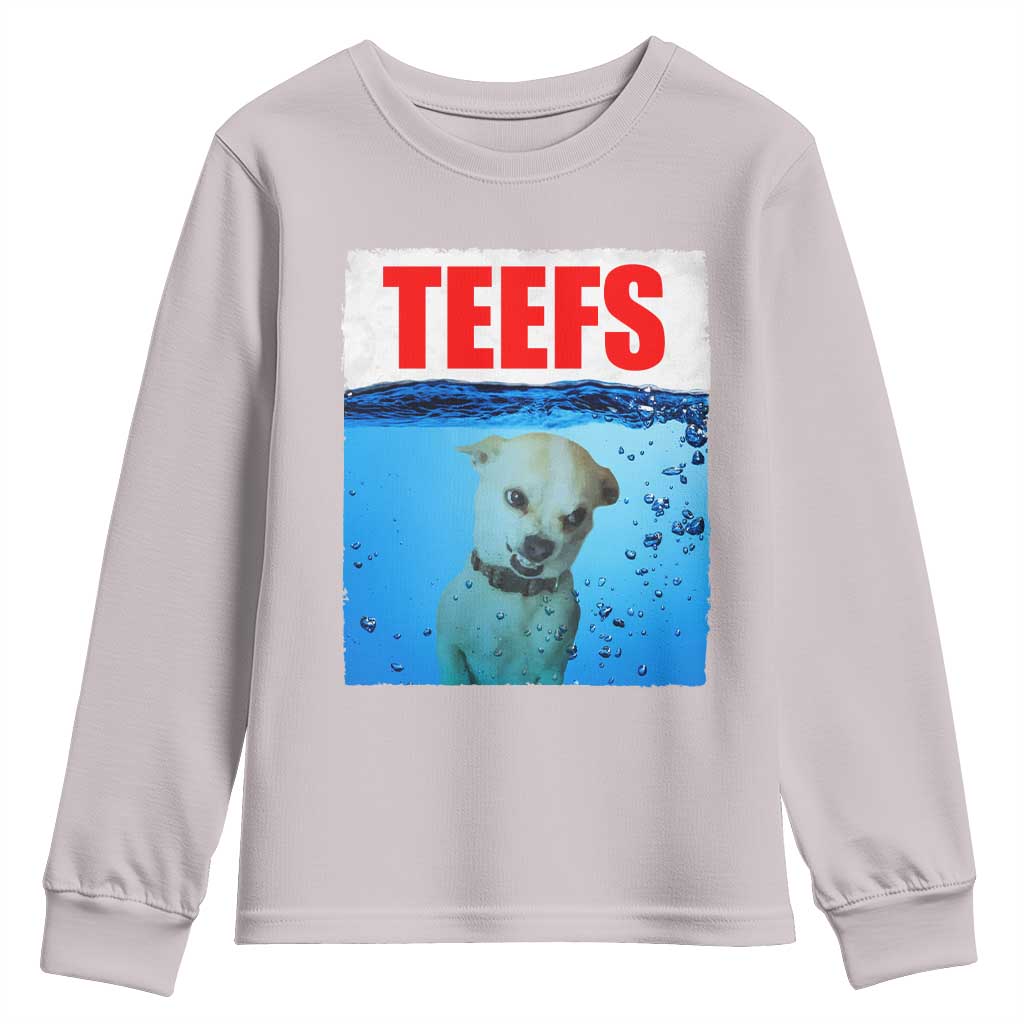 Chihuahua Dog Meme Youth Sweatshirt Funny Horror Movie Poster Dog Teefs TS12 Ice Gray Print Your Wear