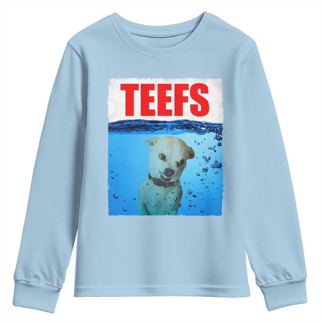 Chihuahua Dog Meme Youth Sweatshirt Funny Horror Movie Poster Dog Teefs TS12 Light Blue Print Your Wear