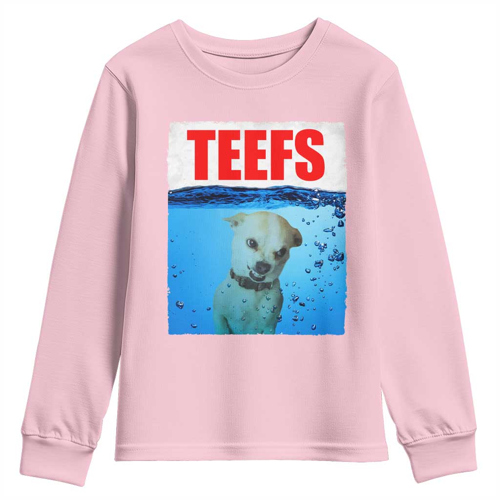 Chihuahua Dog Meme Youth Sweatshirt Funny Horror Movie Poster Dog Teefs TS12 Light Pink Print Your Wear
