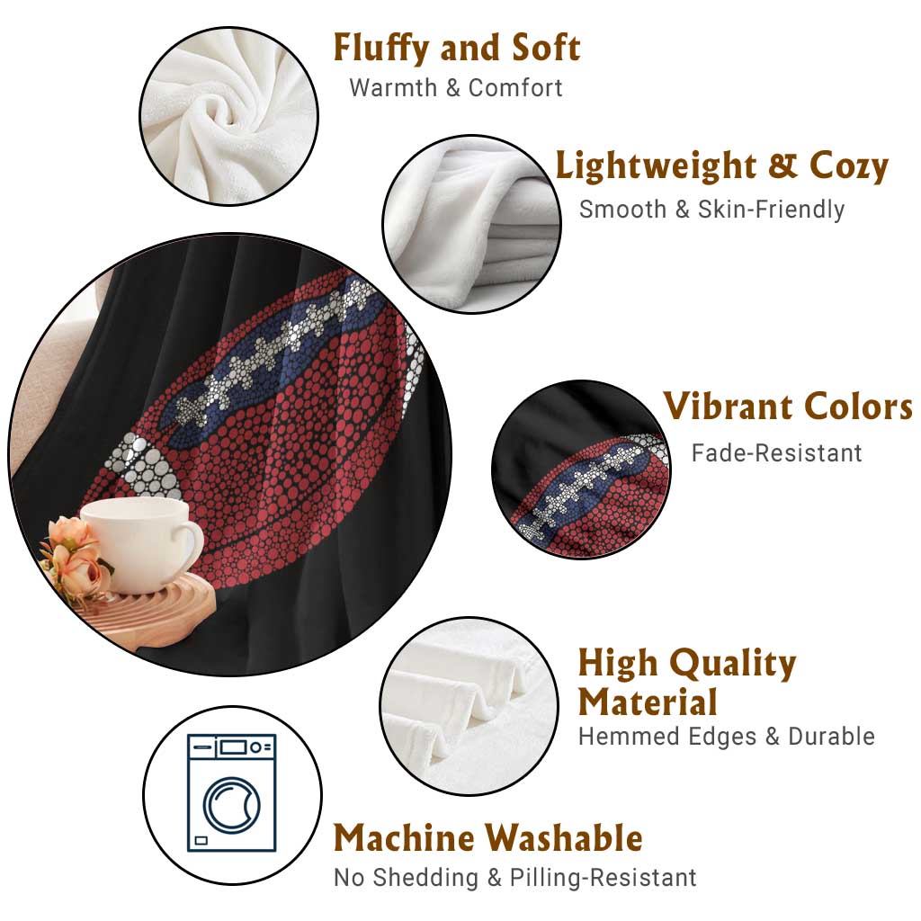 Patriotic Polka Dot Football Throw Blanket Dot Day Gift