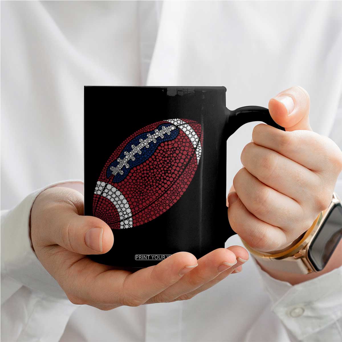 Patriotic Polka Dot Football Coffee Mug Dot Day Gift