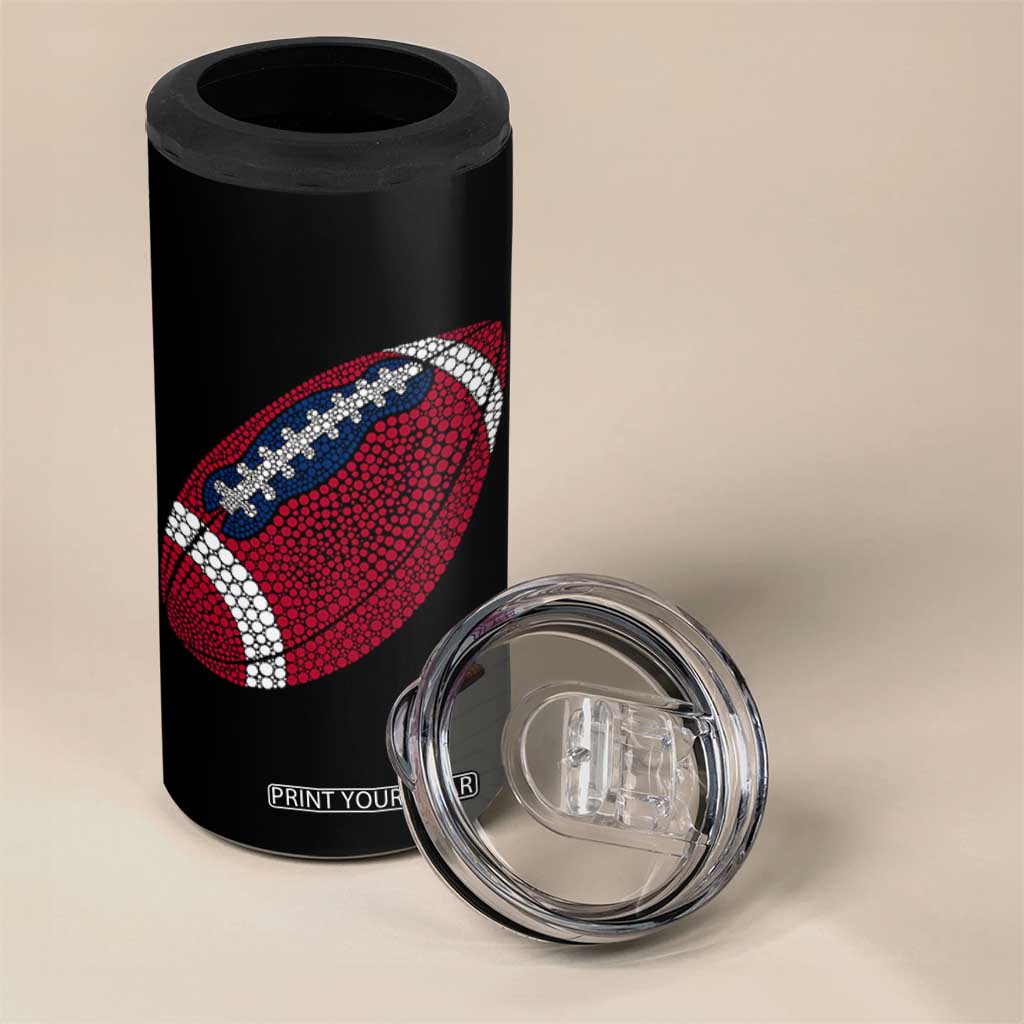 Patriotic Polka Dot Football 4 in 1 Can Cooler Tumbler Dot Day Gift