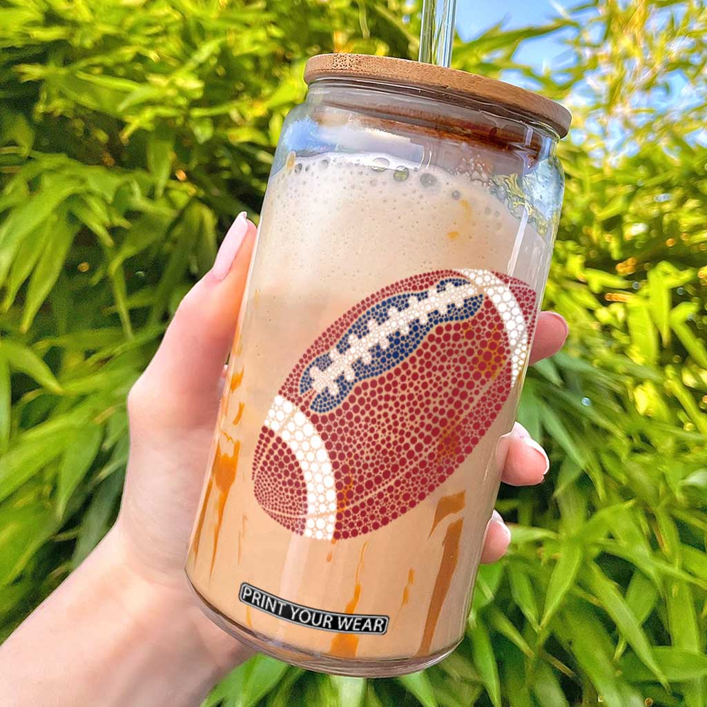 Patriotic Polka Dot Football Glass Can Dot Day Gift