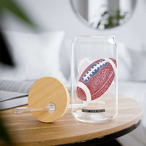 Patriotic Polka Dot Football Glass Can Dot Day Gift