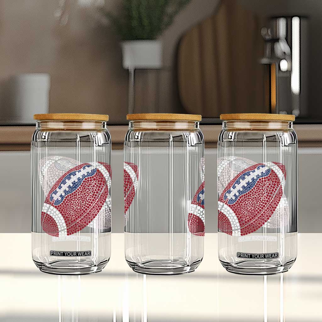 Patriotic Polka Dot Football Glass Can Dot Day Gift