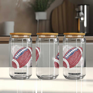 Patriotic Polka Dot Football Glass Can Dot Day Gift