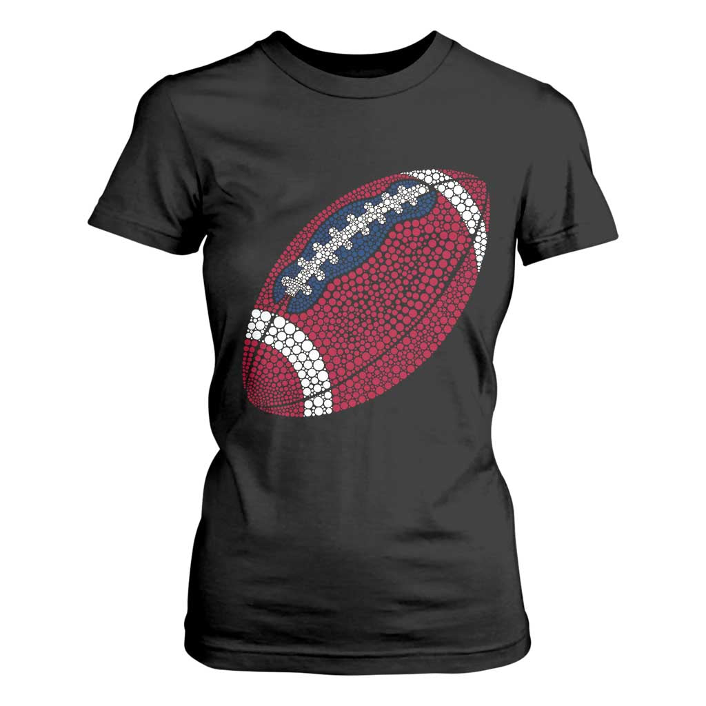 Patriotic Polka Dot Football T Shirt For Women Dot Day Gift