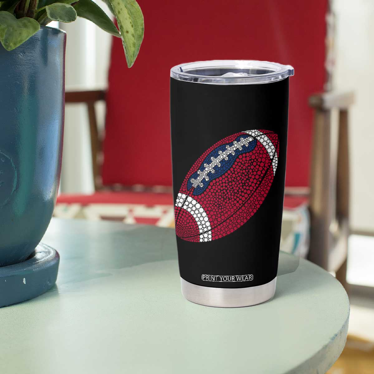 Patriotic Polka Dot Football Tumbler Cup Dot Day Gift