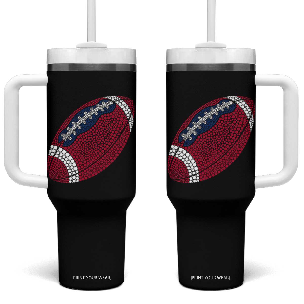 Patriotic Polka Dot Football Tumbler With Handle Dot Day Gift