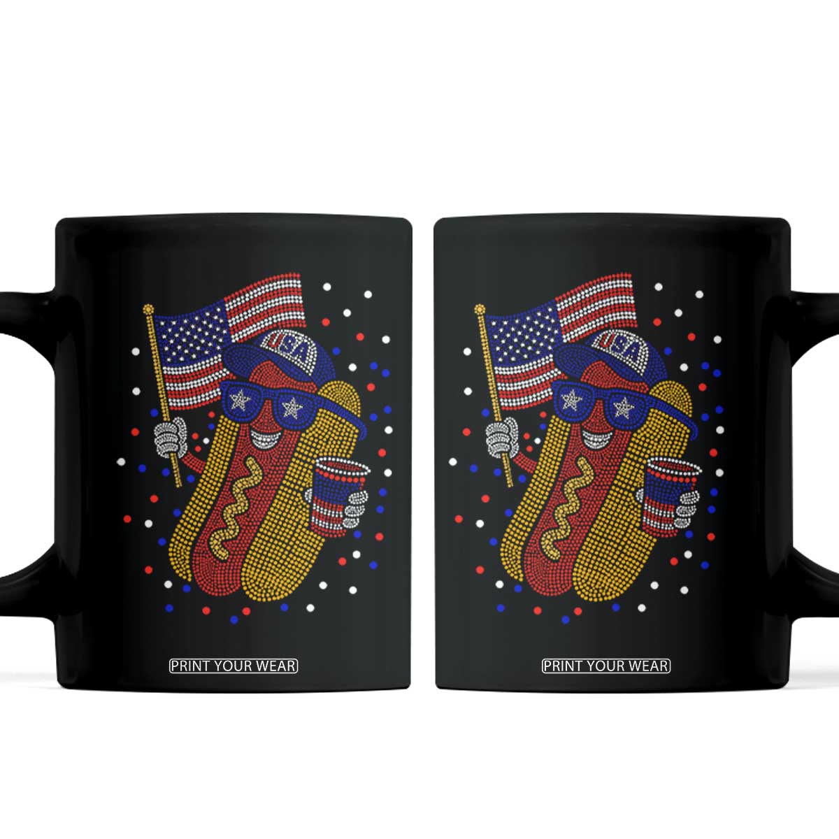 International Dot Day Hotdog Coffee Mug Red White Blue Polka Dots
