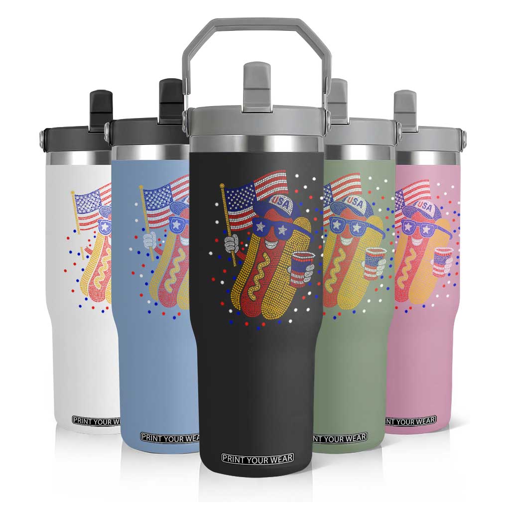 International Dot Day Hotdog Flip Straw Tumbler Red White Blue Polka Dots