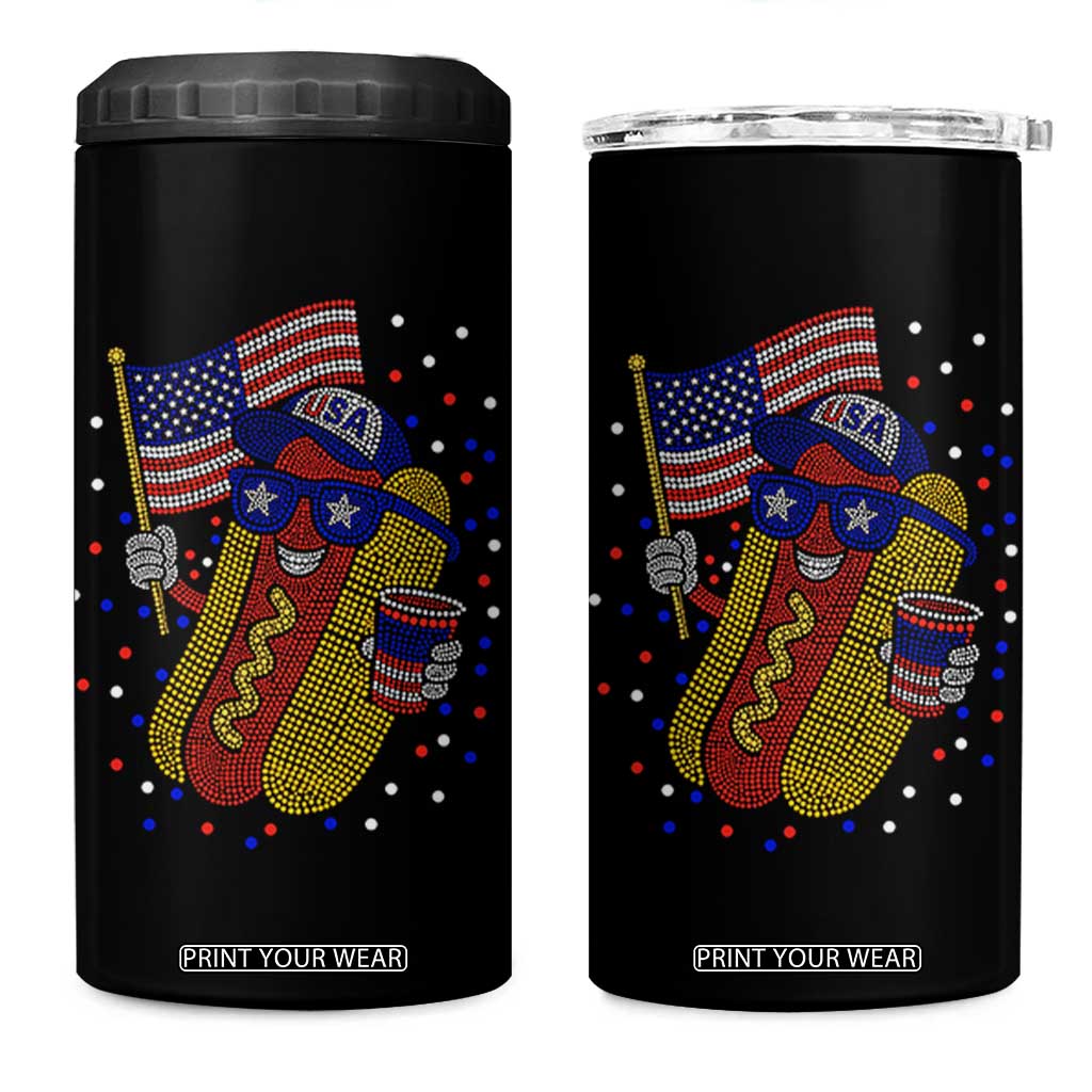 International Dot Day Hotdog 4 in 1 Can Cooler Tumbler Red White Blue Polka Dots