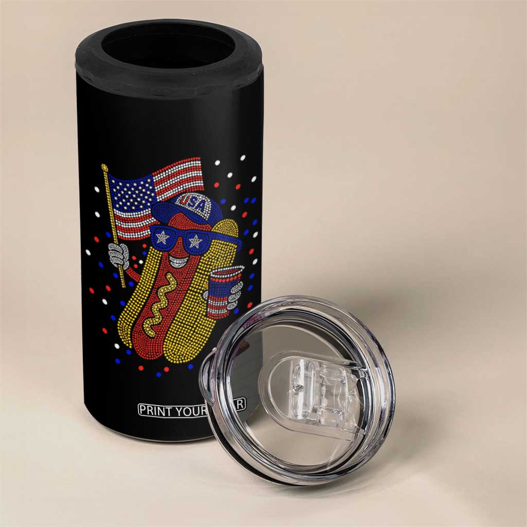 International Dot Day Hotdog 4 in 1 Can Cooler Tumbler Red White Blue Polka Dots