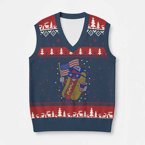 International Dot Day Hotdog V-Neck Knit Sweater Vest Red White Blue Polka Dots