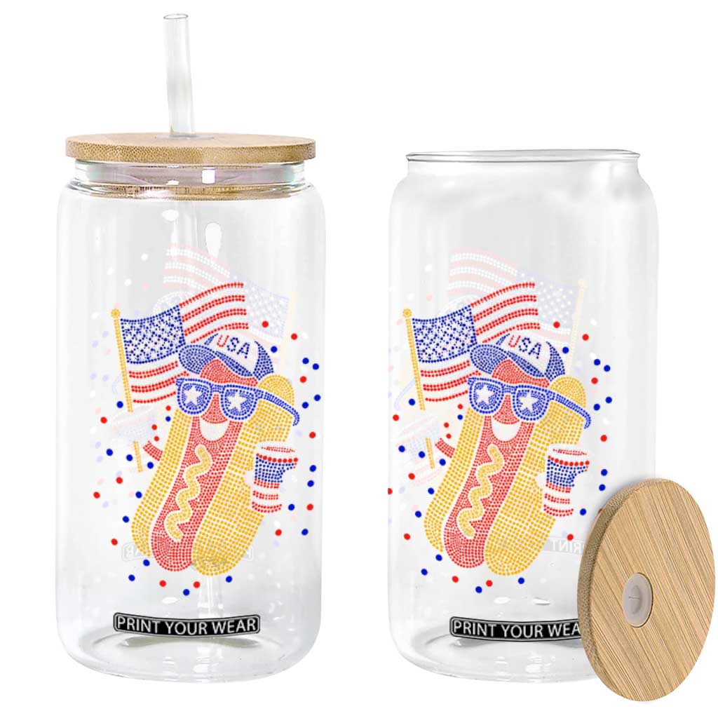 International Dot Day Hotdog Glass Can Red White Blue Polka Dots