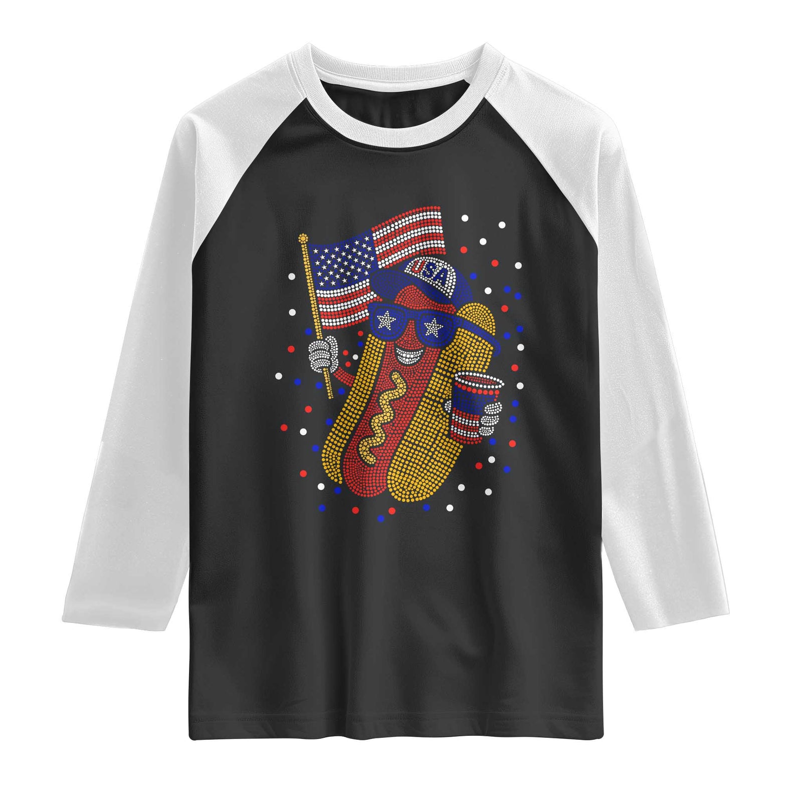 International Dot Day Hotdog Raglan Shirt Red White Blue Polka Dots TS12 Black White Print Your Wear