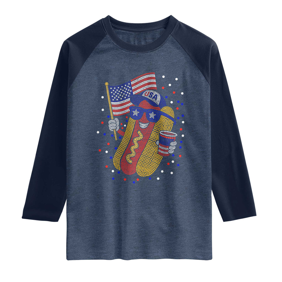 International Dot Day Hotdog Raglan Shirt Red White Blue Polka Dots