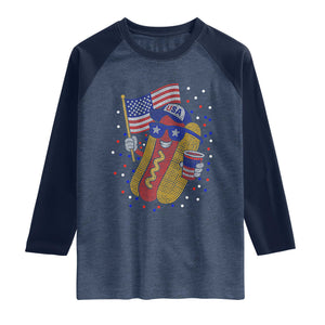 International Dot Day Hotdog Raglan Shirt Red White Blue Polka Dots