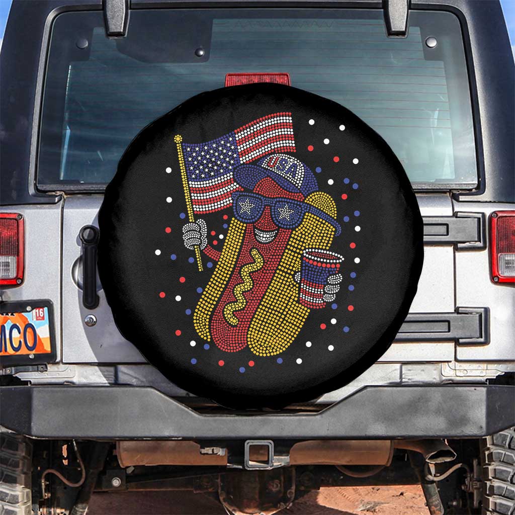 International Dot Day Hotdog Spare Tire Cover Red White Blue Polka Dots TS12 No hole Black Print Your Wear