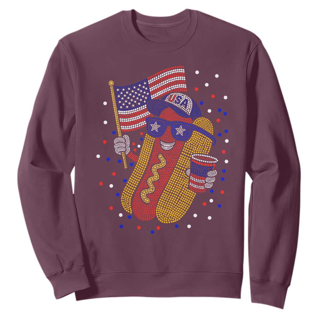 International Dot Day Hotdog Sweatshirt Red White Blue Polka Dots
