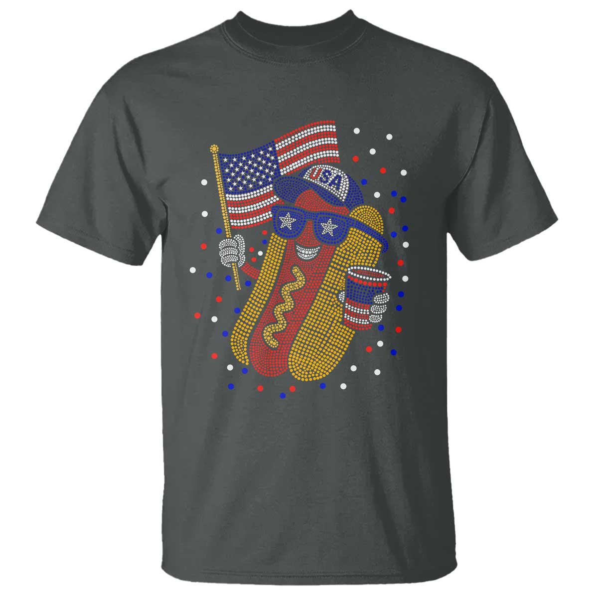 International Dot Day Hotdog T Shirt Red White Blue Polka Dots